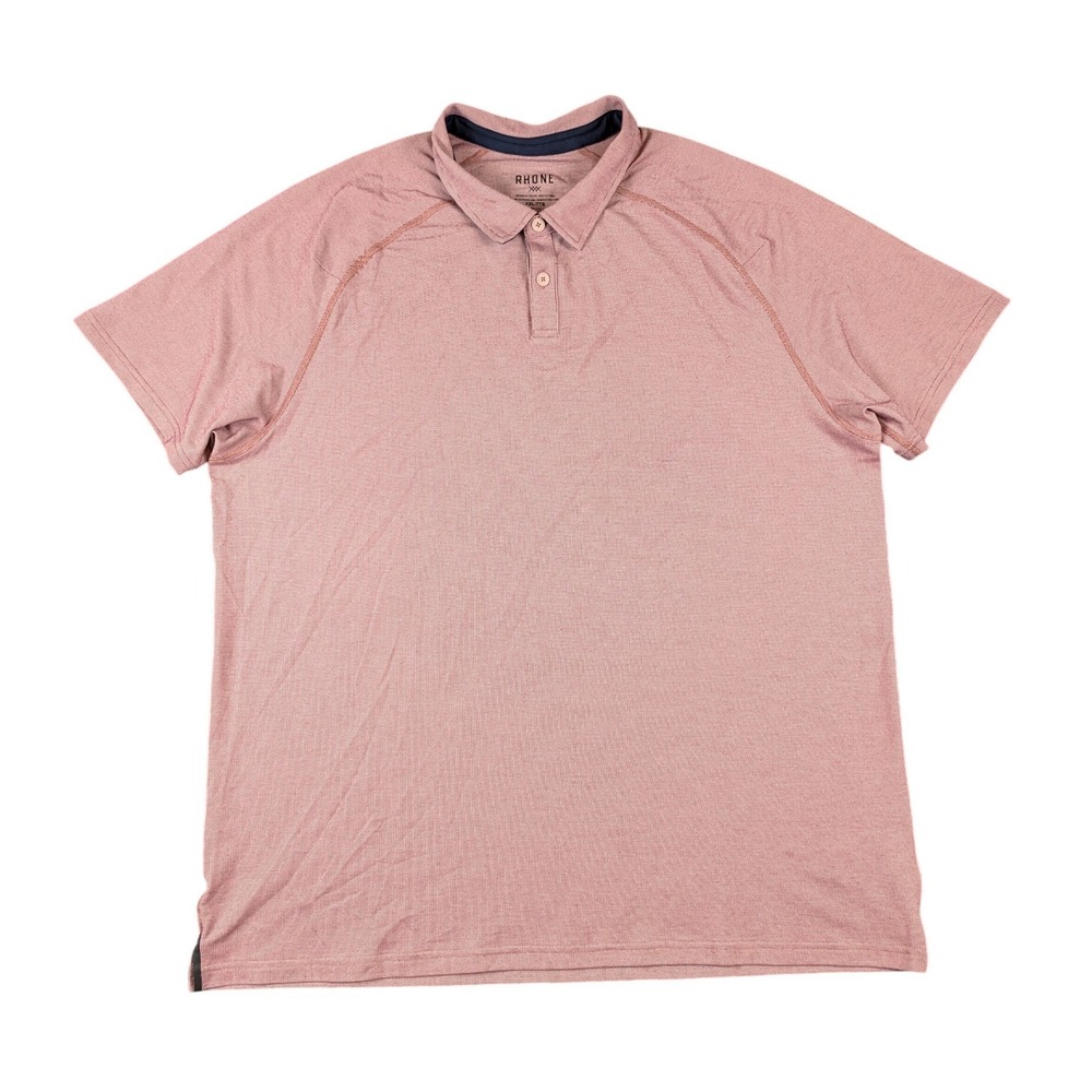 Rhone Mens XXL Polo Shirt Pink Short Sleeve Tencel Blend Stretch Performance
